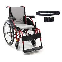 Karman S-Ergo 115 Ultra Lightweight Ergonomic Wheelchair | Seat Size 20" X 17" | Swing Away Footrest | Fixed Wheels in Red & Free Black Wheelchair Seatbelt!