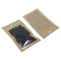 100Pcs Clear Brown Kraft Paper Plastic for Zip Reclosable Bag Lock Flat Heat Sealable Smell Proof Packaging Bags Zipper Lock Bath Salt Tea Coffee Plastic Bags 3.5x5.9 inch (Usable Size 3.1x4.5 inch)