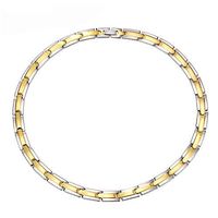 Rando Gold Plated Magnetic Therapy Link Chain Necklace Mens Womens Stainless Steel Germanium Energy Health Necklace for Neck Arthritis Headaches Shoulder Pain Relief Jewelry (Gold&Silver)