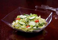 Zappy 6 Square Clear Plastic Serving Bowls 64 Ounce Heavyweight Disposable Salad Bowl, Pasta Bowls Clear Bowls | Perfect Rice Bowl, Fruit Bowl, Acai Bowl, Mixing Bowl, Punch Bowl, Ramen Bowl