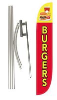 LookOurWay Burgers Feather Flag Complete Set with Pole & Ground Spike