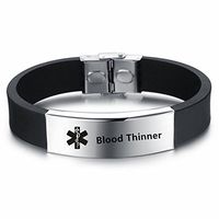 LiFashion LF Mens Stainless Steel Silicone Medical Alert Wristband Sos Blood Thinner Customized Medical ID Bracelet Awareness Emergency for Husband Son Boyfriend Grandpa Dad