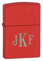 Personalized Zippo Red Matte Lighter with Free Roman Monogram