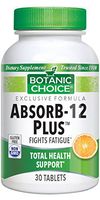 Botanic Choice AbsorB-12 Plus - Adult Daily Supplement - Delivers Essential B Vitamins to Promote Metabolism Cardiovascular Health and Brain Function for General Wellness 30 Pcs
