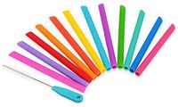 Housavvy Pack of 12, Kids Reusable Silicone Straws Colorful with Cleaning Brush