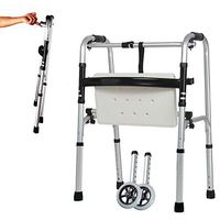 2 Wheel Walker with Seat Portable Folding Walker Adjustable Height Walker Lightweight Rollator Aluminium Alloy Medical Walker