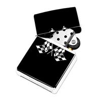 Racing Flag - White Lighter Windproof Flip-Top Refillable with tin Gift Box