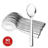 Majestic Settings Mini Collection Disposable Plastic Mini Spoons, Silver Plastic Tasting Spoons, 4 inch Spoons, 90 Count Great for Desserts, Sampling, or Appetizers