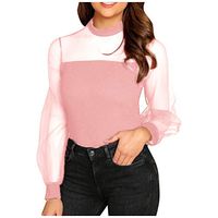 Smoxx Women's Long Sleeeve Mesh Shirt Sheer See Through Top Blouse,Fashion Lady's Sexy Round Neck Top