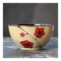 Home big wrist Ceramic Japanese Creative Small Rice Bowl Hand-Painted Flower Handmade Bowl Kiln Restaurant Tableware Personality and Style Bowl Decorative hotel retro soup bowl (Color : I)