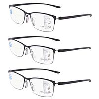 Reading Glasses 3pcs Progressive Multifocal Glasses Ultra-Lightweight Only About 15.9g Blue Light Blocking Reading Glasses for Men and Women (Color : Black, Size : 1.00X)