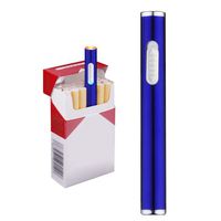 USB Electric Cigarette Lighter Mini Protable Rechargeable Windproof Flameless No Gas Lighter (Blue)