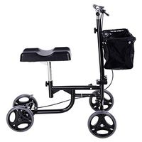 MYJZY Steerable Knee Walker Scooter,Mobility Rolling Walking Aids Double Brake System Kneeling Quad Roller Cart for Broken Leg,Foot,Ankle Injuries,Black