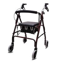 TYJ-USA Elderly Walker Multi-Function Can Sit Can Push The Scooter Aluminum Alloy Lightweight Folding Four-Wheel Shopping Cart (Color : Black, Size : 5160cm)