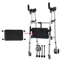 Folding Adjustable Rollator Walkers with Arm, Lightweight Mobility Walking Aid with Padded Seat and 5-inch Front Wheel for Seniors