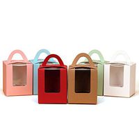 300G Cardboard Bright Colors Treat Boxes with Window Color Paper Box-One Dozen Accorted Cupcake Boxes Single