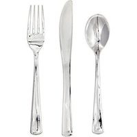 Creative Converting 315132 24-Count Metallic Plastic Assorted Cutlery, Silver, One Size, Multicolor
