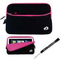 Pink with Black Slim Design Soft Neoprene Carrying Cover Case with Extra Pocket for Amazon Fire HD7 Tablet and Indlues a 4 inch Determination Hand Strap