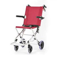 LAZ Lightweight Folding Wheelchair, Portable Transit Travel Comfort Wheel Chair with Brake, Footrest, Armrest (Color : Red)