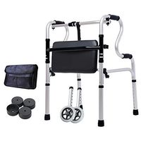 HTDZDX Elderly Walker Wheeled Walker S-Type Double Handrail Pulley/No Pulley Lightweight Folding Auxiliary Walker (Color : Without Pulley)