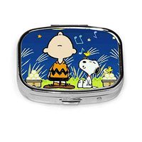 Square Pill Box- Portable Snoopy Night Medicine Organizer Holder Two Compartment Pill Case