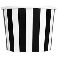Halloween Black Paper Ice Cream Cups - 12 oz Striped Dessert Bowls - Perfect For Your Yummy Foods! Many Colors & Sizes - Frozen Dessert Supplies - 100 Count