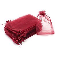 Dealglad 50pcs Drawstring Organza Jewelry Candy Pouch Christmas Wedding Party Favor Gift Bags (3x4", Wine)