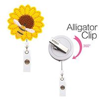 Fitfulvan Sunflower Stretchable Pull Buckle Keychain Id Buckle (Yellow)