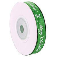 Christmas Ribbon 10 Yards 0.4'' Merry Christmas Print Silk Satin Ribbon for DIY Craft Gift Wrap Green