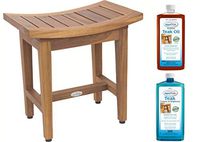 AquaTeak Patented 18" Maluku Lotus Teak Shower Bench & AquaTeak Two-Step Care Kit