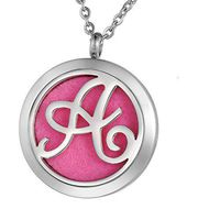 VALYRIA Monogram A Aromatherapy Essential Oil Diffuser Necklace-Stainless Steel Letter Locket Pendant with 11 Refill Pads