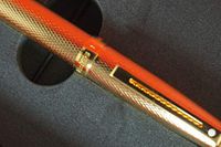 Sheaffer Limited Series Signature Prelude Diamond Cut 22KT Gold Barleycorn Gold Barrel and Appointments Rollerball Pen and Matching Sheaffer Desk Clock