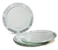 " OCCASIONS" 120 Plates Pack, Vintage Style, Disposable Wedding Party Plastic Plates (10.25'' Dinner Plate, Portofino in Subtle Green & Silver)