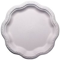 [50 COUNT] 10" inch Disposable Floral Large Premium White Plates Acanthus Collection Natural Sugarcane Bamboo Fibers Bagasse 100% By-Products Eco Friendly Environmental Plastic Paper Plate Alternative