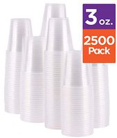 Case of 2,500 – 3 oz. Disposable Clear Plastic Cups, 100 Count Packages (25/100)