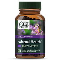 Gaia Herbs Adrenal Health Daily Support, Stress Relief and Adrenal Fatigue Supplement, Holy Basil, Ashwagandha, Rhodiola Adrenal Complex, Vegan Liquid Capsules, 60 Count