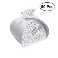 50PCS Hollow Die-Cut Diamond Favor Boxes Wedding Candy Boxes Wedding Gift Boxes - White
