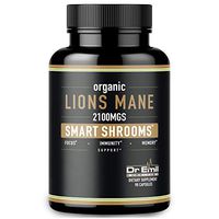 Organic Lions Mane Mushroom Capsules - Maximum Dosage + Absorption Enhancer - Nootropic Brain Supplement and Immune Support (100% Pure Lions Mane Extract)