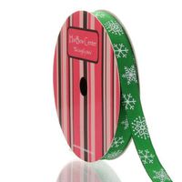 3/8" Emerald Snowflake Grosgrain Ribbon 25 Yard
