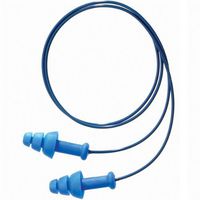Howard Leight(R) Multiple Use SmartFit(R) 3-Flange Blue CMT (Conforming Material Technology) Detectable Corded Earplugs With Detachable Poly Cord (1 Pair Per Polybag, 100 Pair Per Box)