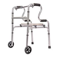 Elderly walker Walker Folding Lightweight Aluminium Walking Frame Wheeled Walker Walker Frame with Wheels FANJIANI (Color : with Wheels)