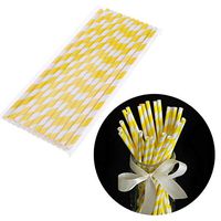 Fheaven (TM) Paper Straws - 50PCS Disposable Drink Paper Straws Birthday Christmas Party Supplies Theme Drinking Rainbow Straws (yellow)