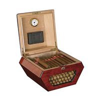 Cigar Humidor Desktop Cigar Box，with Humidifier and Hygrometer Creative Cigar Cabinet, Cedar Wood Glass Cover Men's Gift Box Cigar Humidor Piano Paint Constant Temperature and Humidity, Large Capacity