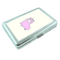 Lamb Unicorn Em1 Hip Silver Cigarette Case Id Holder Metal Wallet 4" X 2.75" RFID Protection