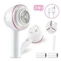 Sweater Shaver, 2-in-1 Electric Lint Remover Sweater Defuzzer with Sticky Lint Roller & Stainless Steel Blades, Effectively Remove Fuzz for Clothes, Couch, Blanket, Curtain