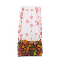 Small Funky"Coral DOTS" Baubles 7x2x3" Cello Cellophane Treat Food Snack Bags (100 ct)