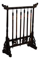 Chinese Kanji Brush Hanger, Pen Holder, Rosewood Calligraphy Brush Rack 14.5"