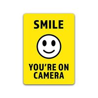 4-Pack Smile You're on Camera Vinyl Decal Sticker 5-Inch by 7-Inch Highly Visible Premium Quality Vinyl Decal Laminated with UV Protective Laminate OS2743