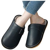 Veodhekai Women Cotton Slippers Waterproof Shoes Unisex Leisure Thicken Keep Warm Shoes Comfortable Home Dark Blue