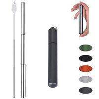 FJPTREN Telescopic Stainless Steel Metal Straw Collapsible Reusable Portable Drinking with Case Cleaning Brush Suitable for Travel Home Office Outdoor (Cylinder-Gray)